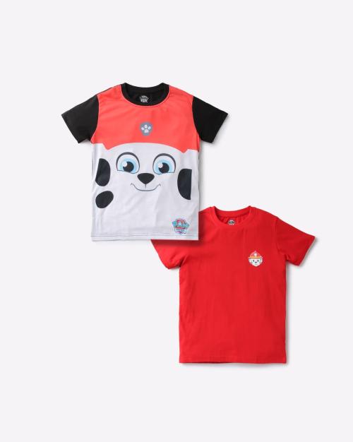 Pack of 2 Paw Petrol Print Crew-Neck T-shirts
