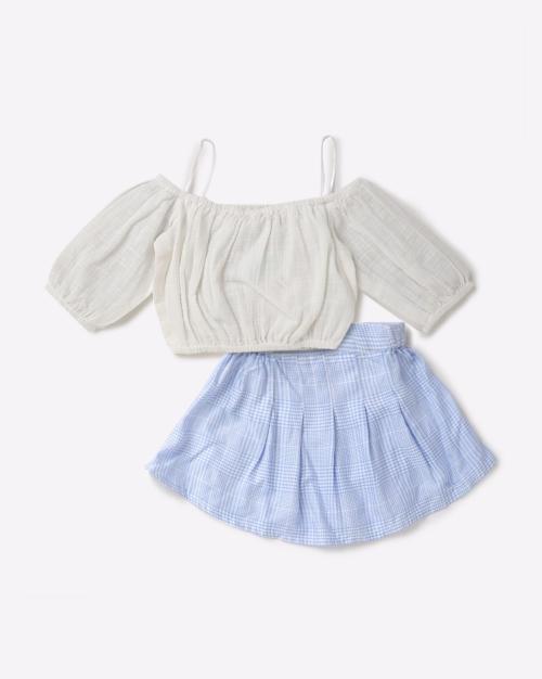 Checked Skirt & Top Set