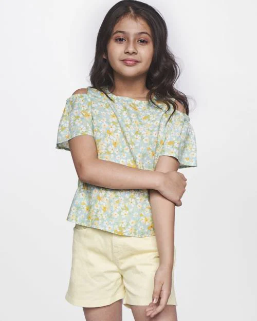 Floral Print Cold-Shoulder Top