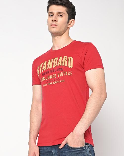 Regular Fit Brand Print Crew-Neck T-Shirt