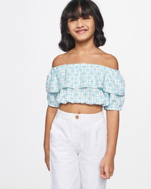 Geometric Print Off-Shoulder Top