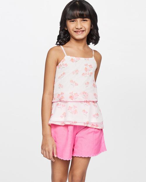 Floral Print Strappy Layered Top