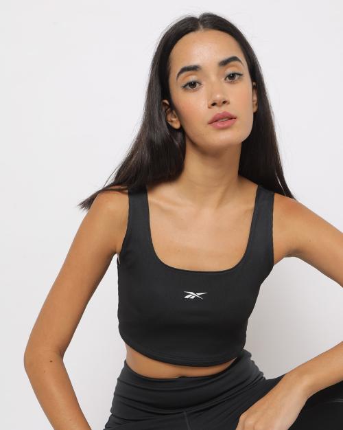 Ribbed Scoop-Neck Sports Bra