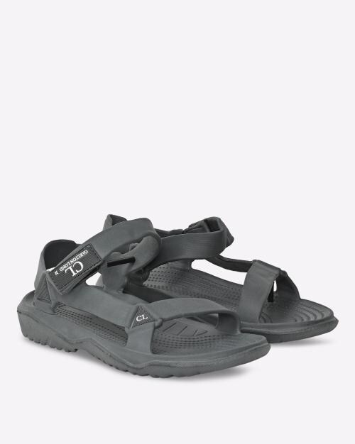 Brand Print Sandals with Velcro Fastening