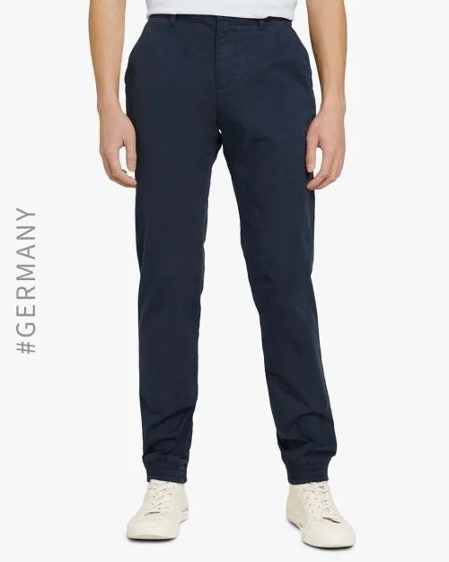 Flat-front Trousers with Cuffed hems