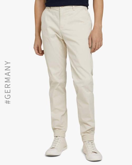 Flat-front Trousers with Cuffed hems