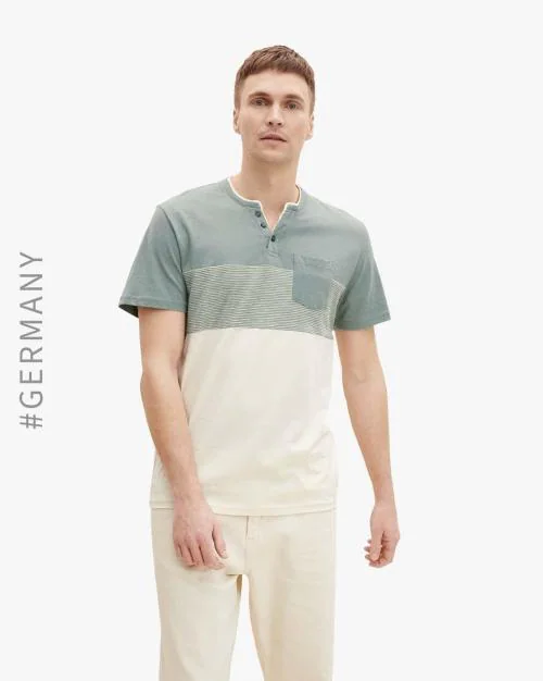 Colourblock Henley T-shirt