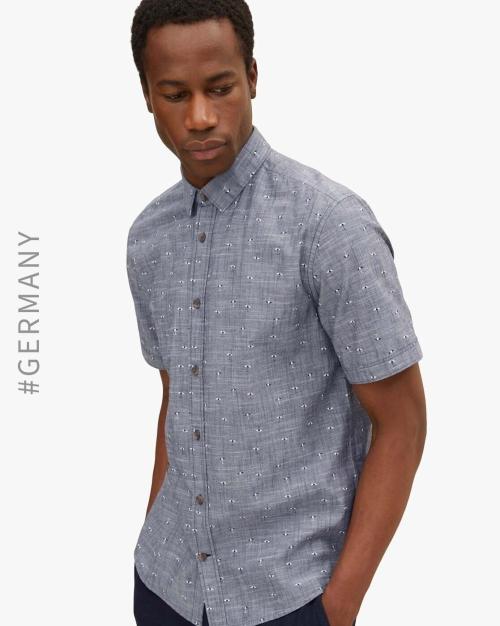 Micro Print Cotton Shirt