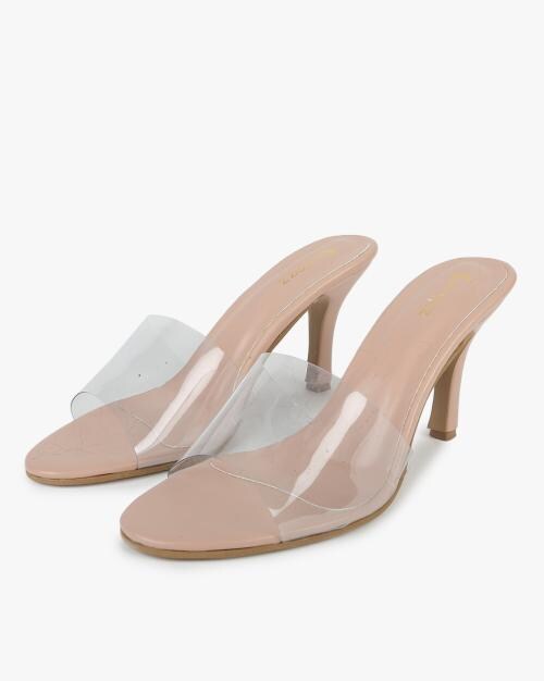 Heeled Sandals with Clear Strap
