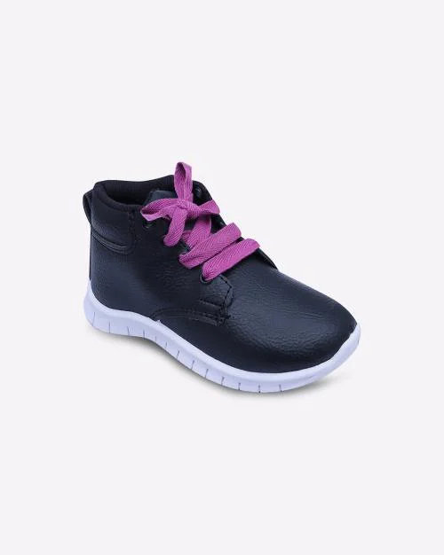 Kids Textured Mid-Top Lace-Up Sneakers