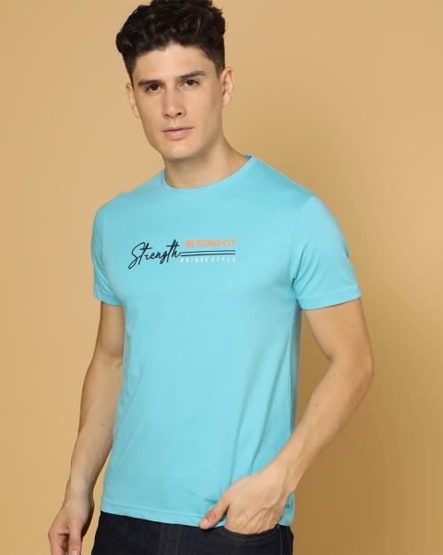 Typographic Print Crew-Neck T-shirt - JioMart