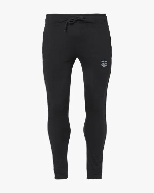 Men Fitted Track Pants with Placement Logo