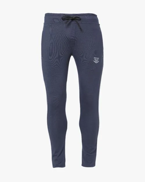 Men Fitted Track Pants with Placement Logo