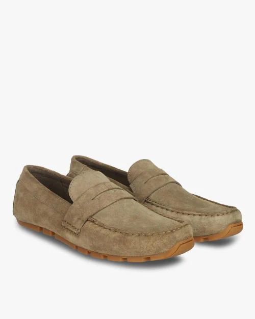 Round-Toe Penny Driving Loafers