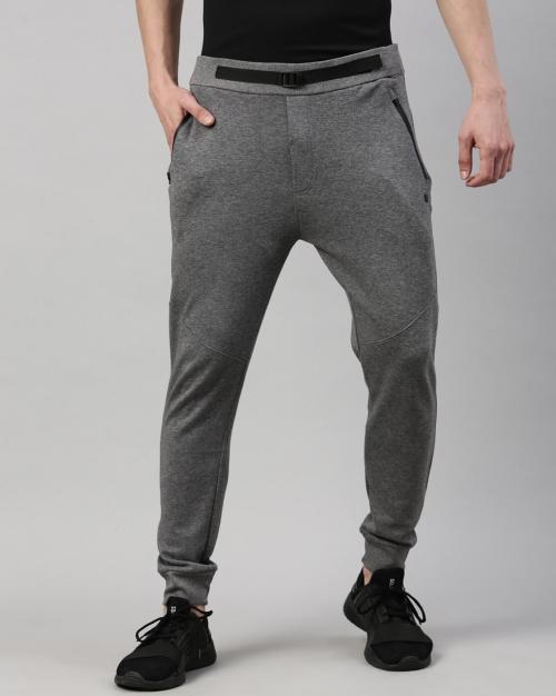 Men Heathered Joggers with Zip-Pockets