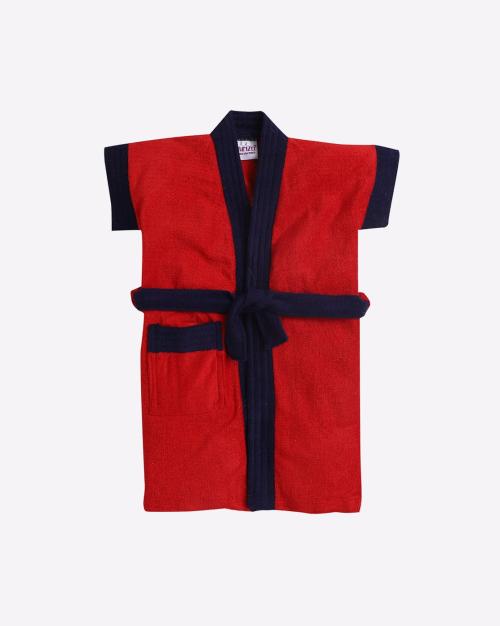 Front-Open Bathrobe with Patch Pocket