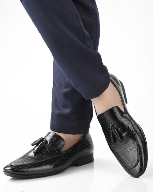 Croc-Embossed Tasselled Loafers