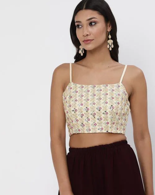 Embellished Strappy Crop Top