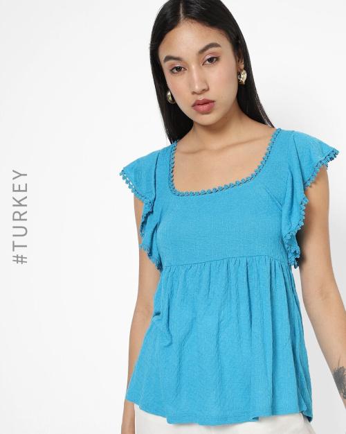 Square-Neck Tunic with Lace Trims