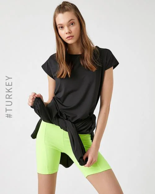 Crew-Neck T-shirt with Cap Sleeves