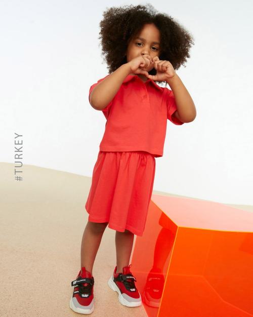 Polo T-shirt & A-line Skirt Set