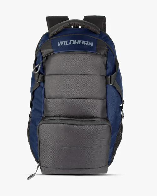 Brand Print Backpack with Compression Straps