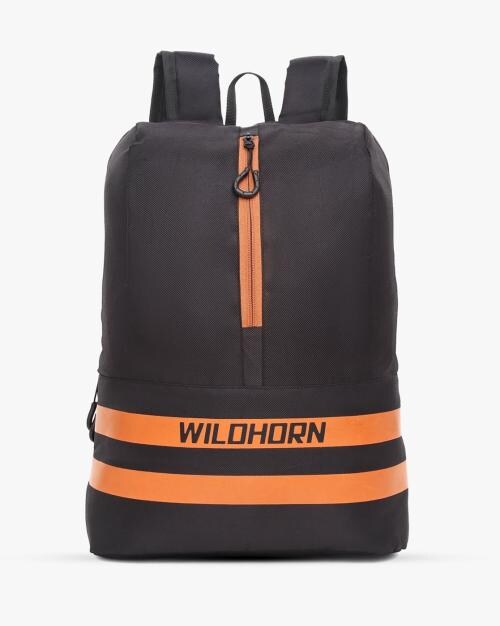 Brand Print Backpack with Compression Straps