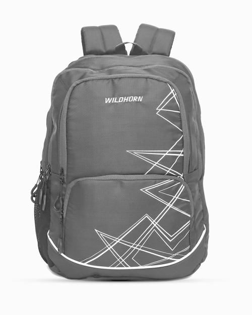 Brand Print Backpack with Compression Straps