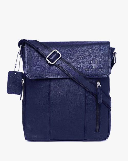 Panelled Leather Messenger Bag