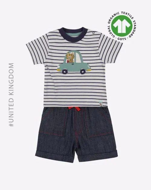 Striped Organic Cotton T-shirt with Shorts