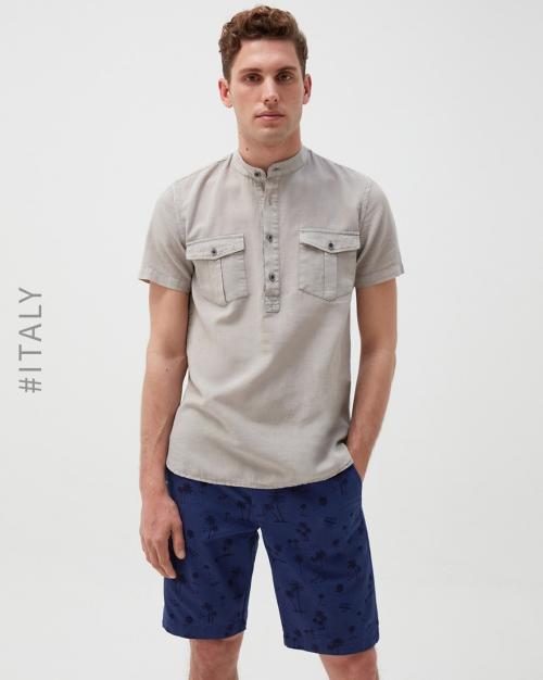 Shirt with Band-Collar