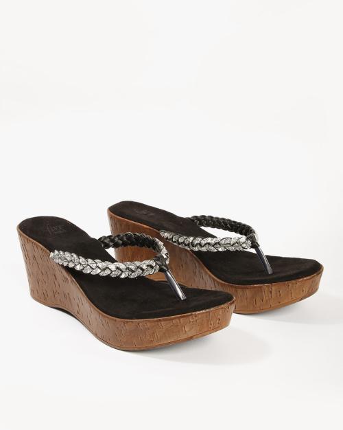 Thong-Strap Wedge Sandals