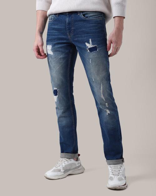 Buy Heavily Washed Slim Fit Jeans Online at Best Prices in India JioMart.
