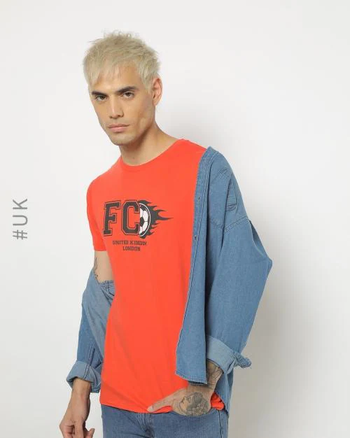 Brand Print Fireball Slim Fit Crew-Neck T-shirt