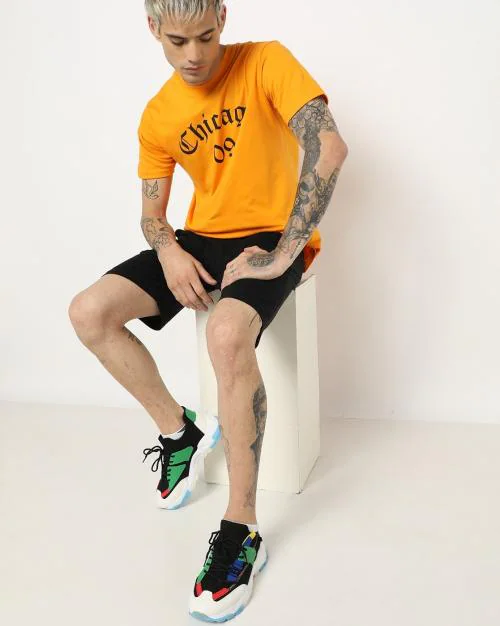 Typographic Print T-shirt with Shorts