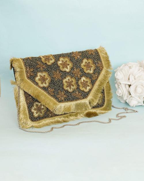 Embellished Envelope Clutch with Chain Strap