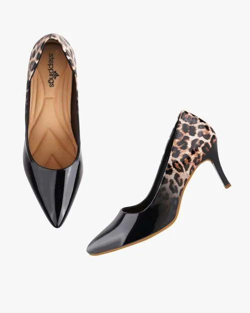 Animal Print Pointed-Toe Kitten Heels