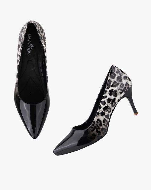 Animal Print Pointed-Toe Kitten Heels