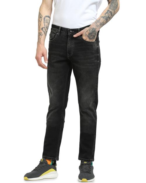 Lightly Washed Slim Fit Mid-Rise Jeans