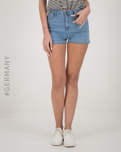 Mid-Wash Denim Hot Pants