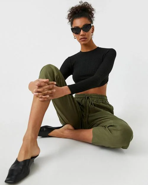 Pants with Elasticated Drawstring Waist