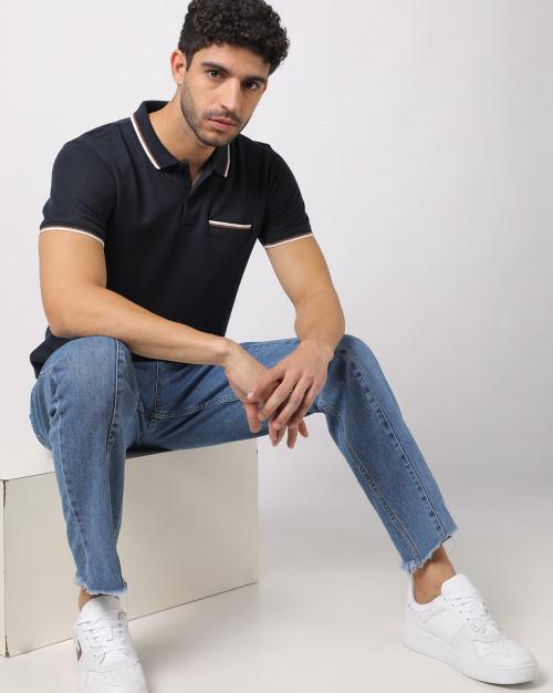 Honeycomb Structure Polo T-shirt with Welt Pocket