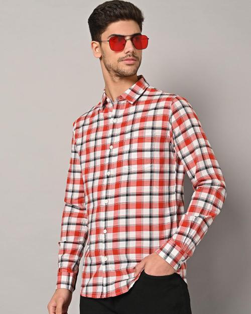 Buy Men Checked Slim Fit Shirt with Patch Pocket Online at Best Prices