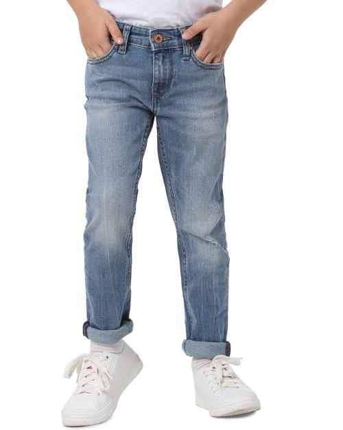Heavily Washed Mid-Rise Jeans