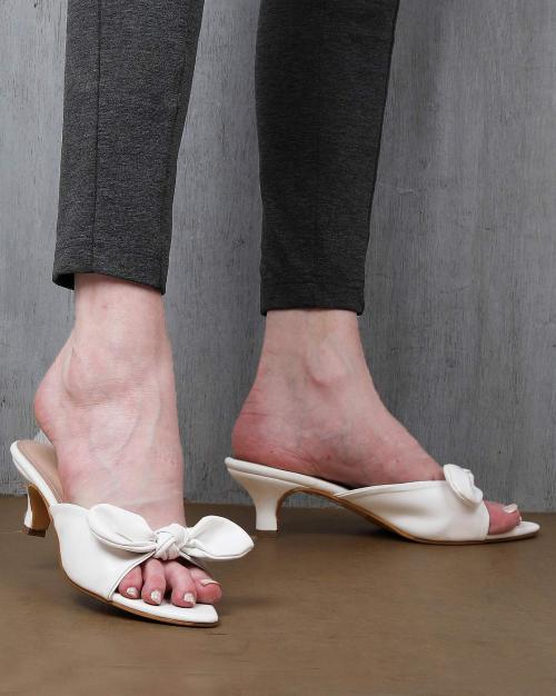 Slip-On Kitten Heels with Buckle Accent