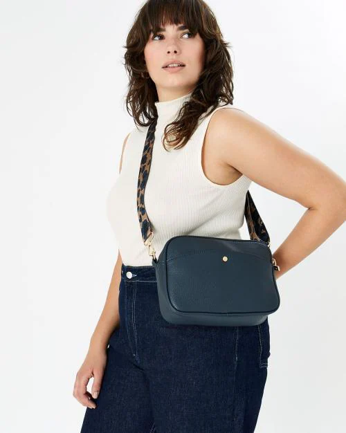 Textured Sling Bag with Detachable Strap