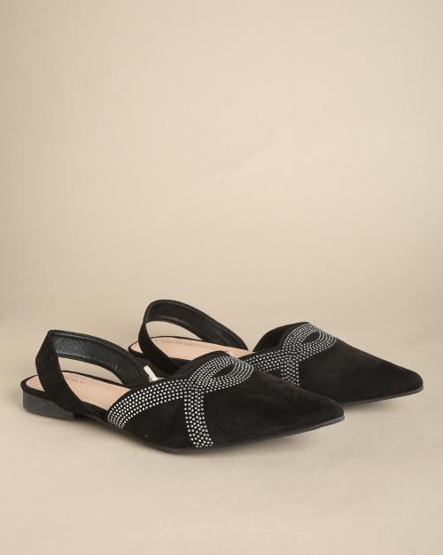 Embellished Pointed-Toe Mules