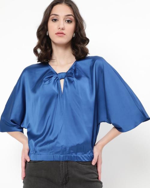 V-neck Top with Butterfly Sleeves