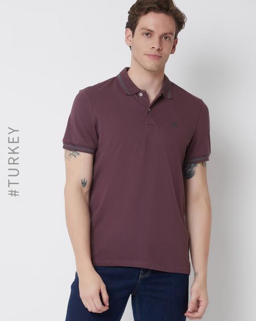 Buy Polo T-Shirt with Contrast Tipping Online at Best Prices in India ...