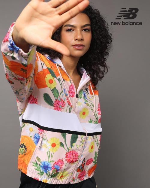 NB Essentials Floral Print Zip-Front Hooded Track Jacket